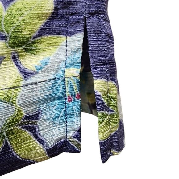 Tommy Bahama Pants Womens 10 Blue Silk Floral Crop Zip Lightweight Beach Boho - Picture 6 of 7